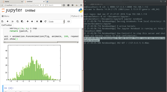 Screenshot of Jupyter running remotely